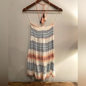 Ocean Drive Swim cover up ruched top dress size med
Orange,teal, blue & white